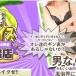 Colorful Japanese promotional banner for an adult store, showing women in lingerie with bold text and slogans, including 京橋店。